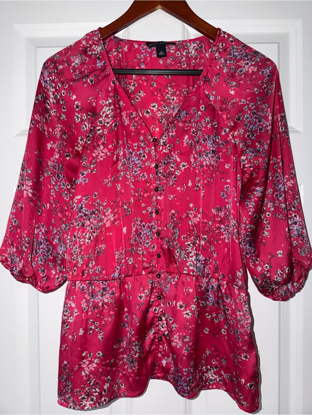 Banana Republic Floral Button-Front Peplum Blouse